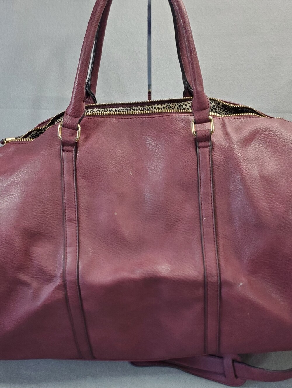 Sole/Society Faux Leather Weekender Bag - Plum - Picture 2 of 9